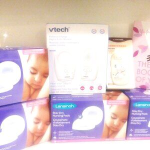 New Born Baby Lansinoh NURSING PADS Vtech Digital Audio MONITOR Love Nine BRUSH